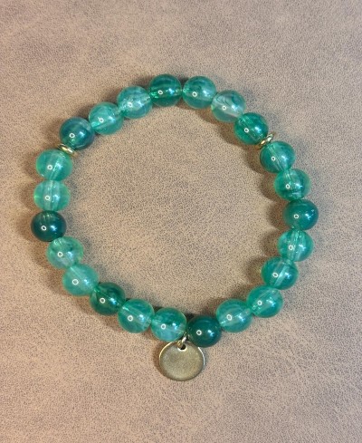 Bracelet Perles Rondes Nuances de Vert
