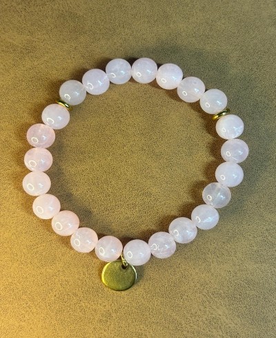 Bracelet Perles Rondes Rose Irisé