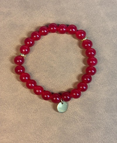 Bracelet Perles Rondes Rouge