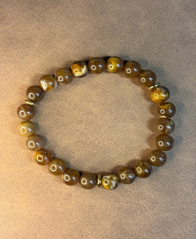 Bracelet Perles Rondes Nuances de Marron