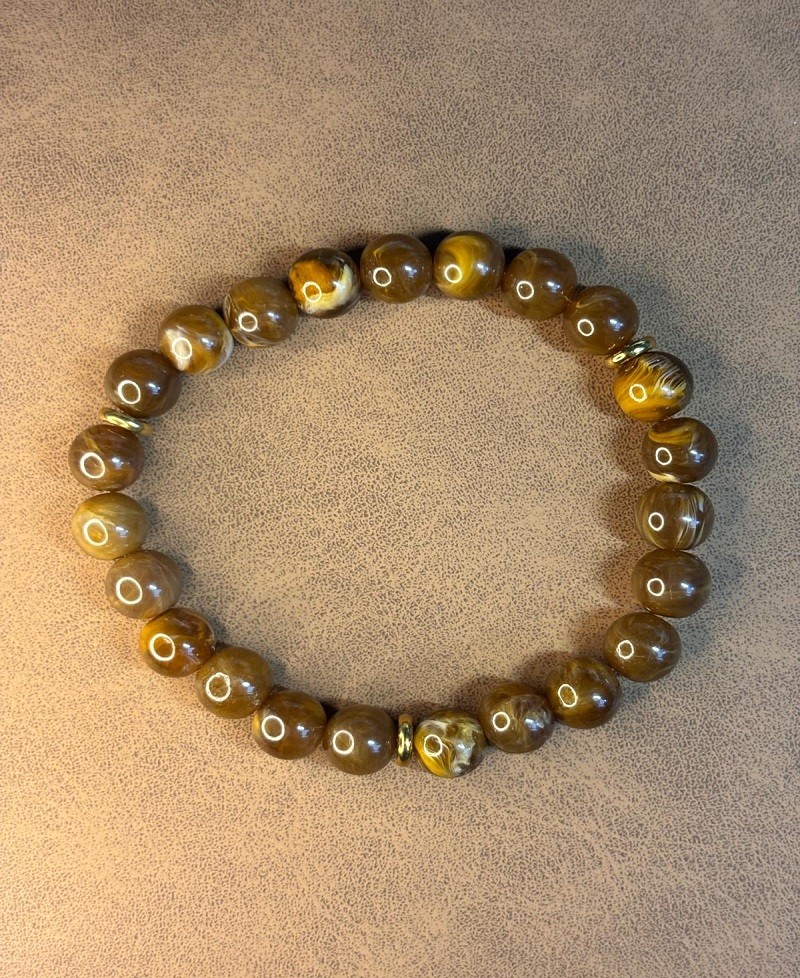 Bracelet Perles Rondes Nuances de Marron