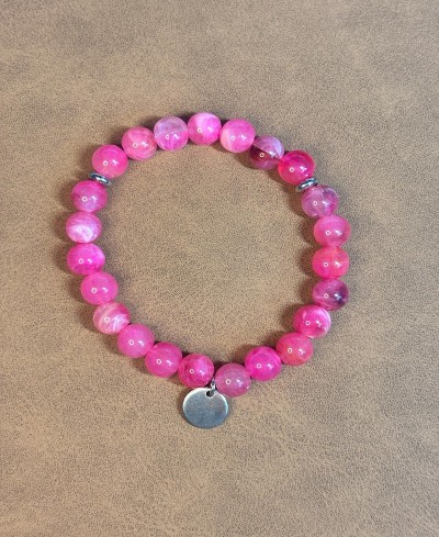 Bracelet Perles Rondes Nuances de Rose