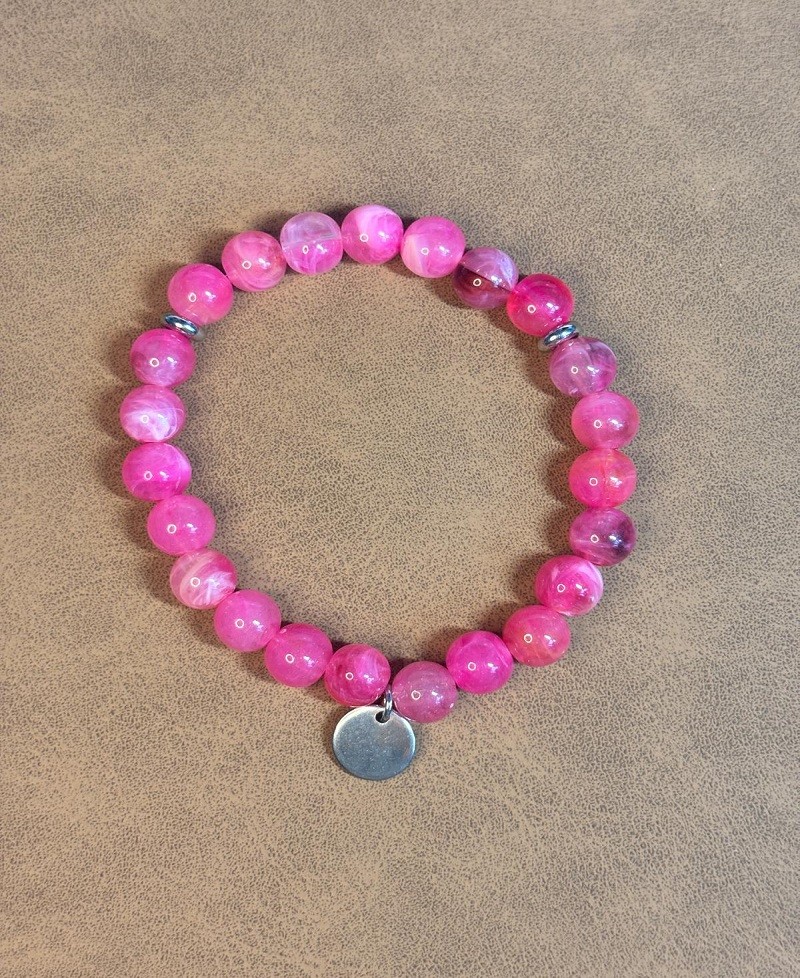 Bracelet Perles Rondes Nuances de Rose Bracelet Perles Rondes Nuances de Rose