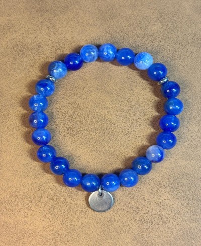 Bracelet Perles Rondes Nuances de Bleu