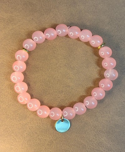 Bracelet Perles Rondes Rose Clair