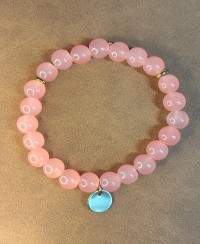 Bracelet Perles Rondes Rose Clair