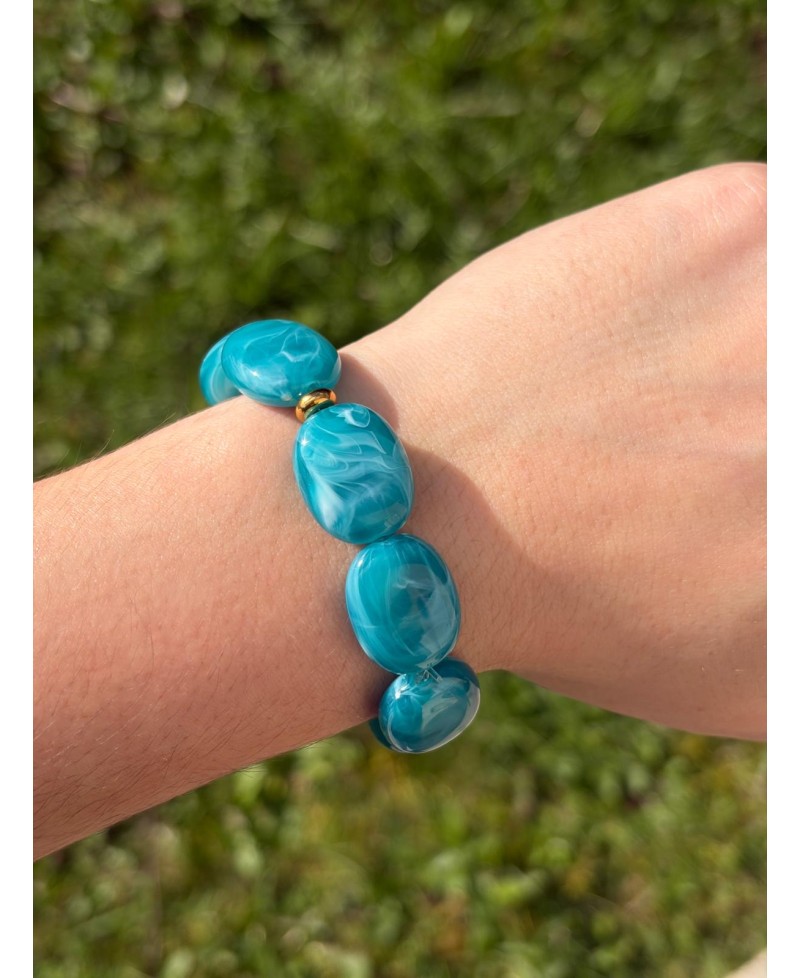 Bracelet Galets Bleu