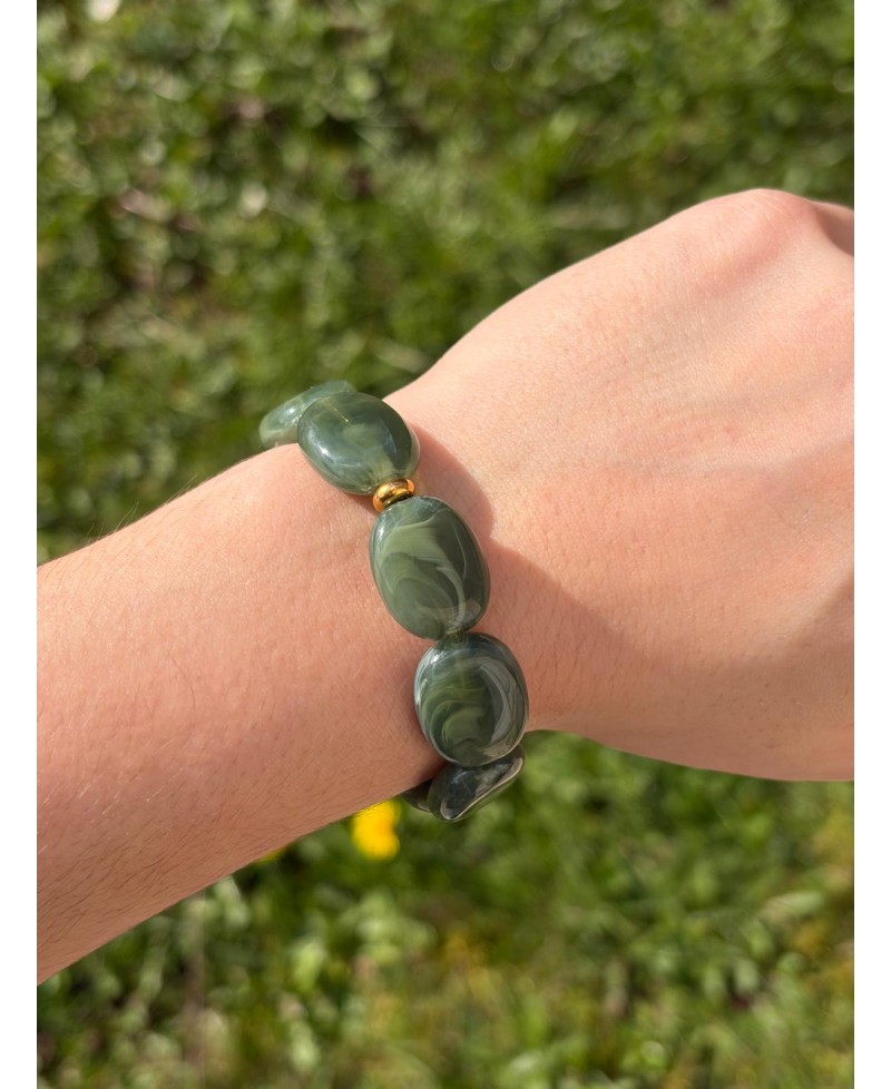 Bracelet Galets Vert