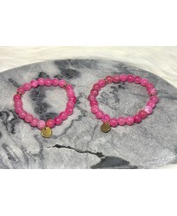 Bracelet Perles Rondes Fushia