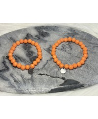 Bracelet Perles Rondes Orange