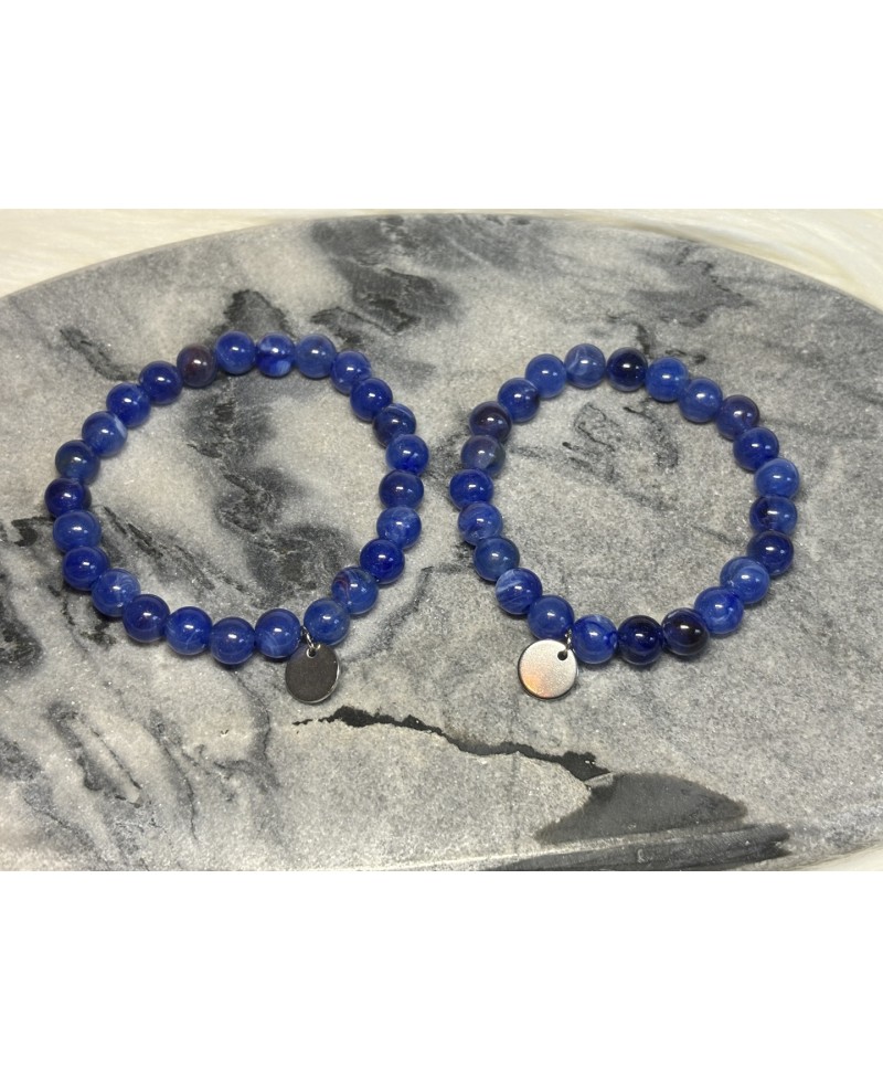 Bracelet Perles Rondes Bleu Electrique