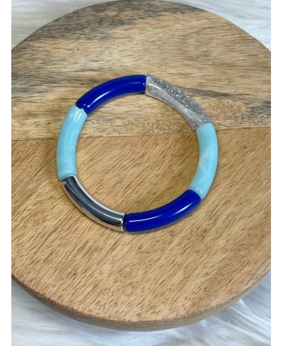 Bracelet Fin Perles Tube Nuances de Bleu