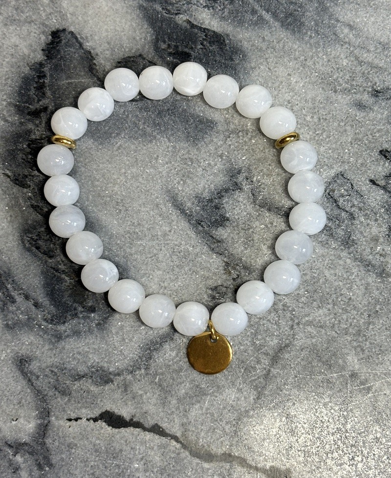 Bracelet Perles Rondes Blanc