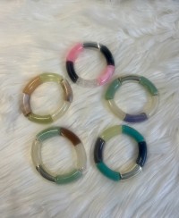 Bracelet Perles Tube Jade et Violet